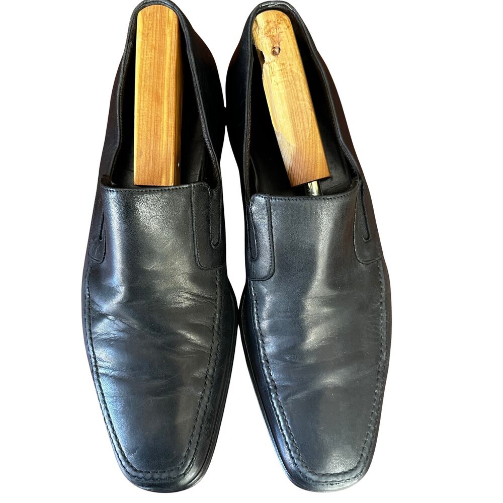 Bruno Magli Black Leather Loafers Mens 10.5 Made in Italy